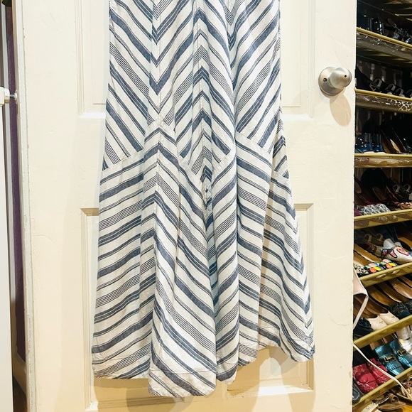MAEVE Anthropologie Coastal Stripe Linen Maxi Dress NO BELT Nautical Size M - Picture 7 of 9
